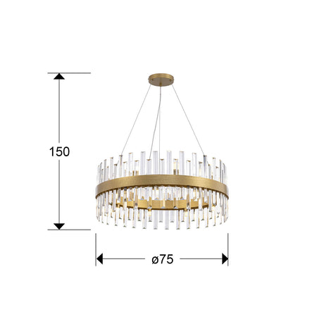 Lámpara de techo colgante Schuller Grace 18 luces oro Ø75cm dimensiones