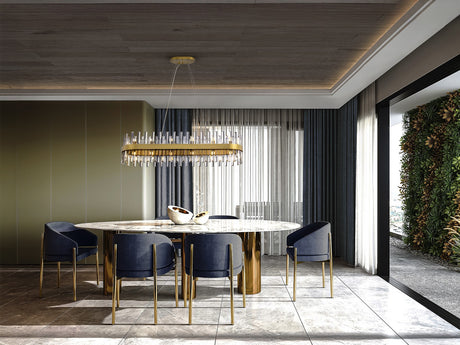 Lámpara de techo colgante oval Schuller Grace 28 luces oro vista 1