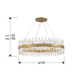 Lámpara de techo colgante Schuller Grace grande 26 luces oro Ø110cm dimensiones