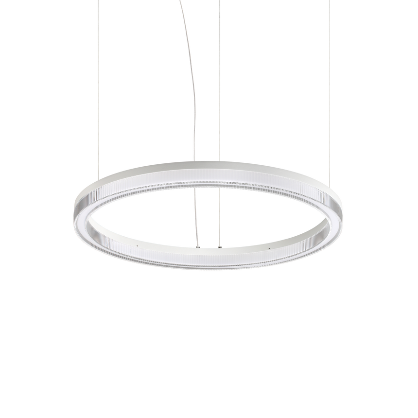 Lámpara colgante Ideal Lux Crown blanco cristal LED 31W Ø60cm 364988