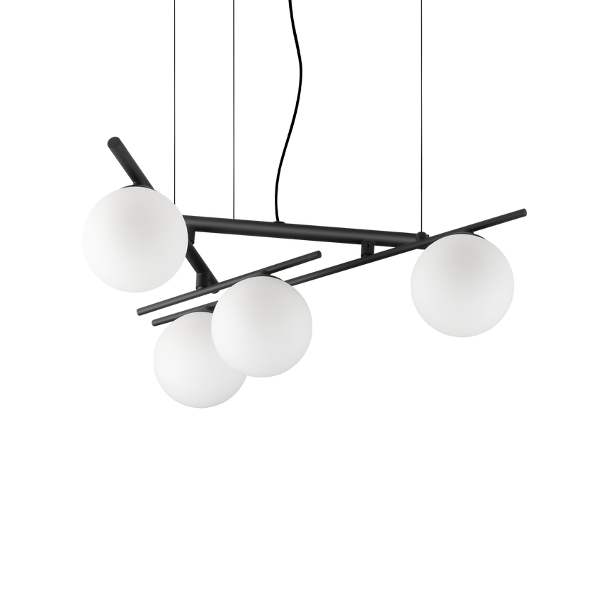 Lámpara colgante Ideal Lux Atlas cristal 4 luces 16W Ø62cm negro — ref. 365091 (1)