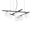 Lámpara colgante Ideal Lux Atlas negro cristal 6 luces 24W Ø80cm 365114