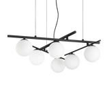 Lámpara colgante Ideal Lux Atlas negro cristal 6 luces 24W Ø80cm 365114