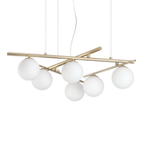 Lámpara colgante Ideal Lux Atlas dorado cristal 6 luces 24W Ø80cm 365121