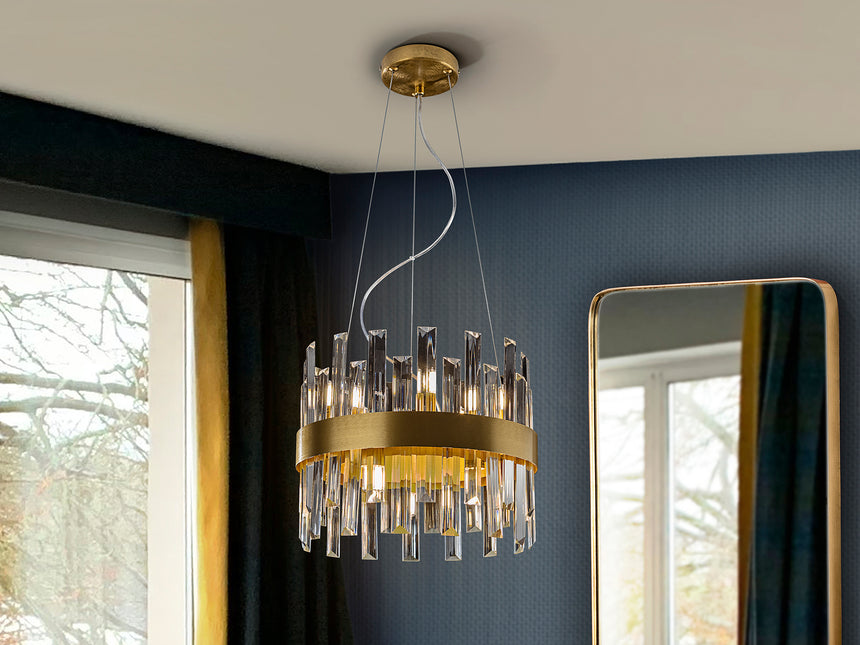 Lámpara de techo colgante Schuller Grace 10 luces oro Ø35cm 365185