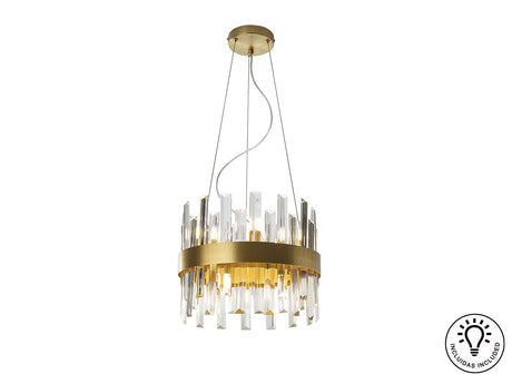 Lámpara de techo colgante Schuller Grace 10 luces oro Ø35cm ambiente