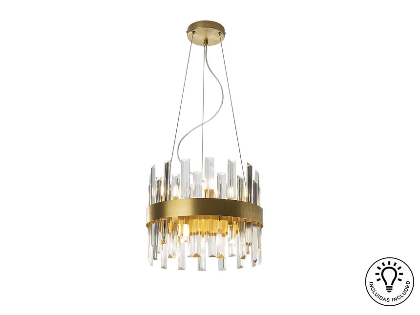 Lámpara de techo colgante Schuller Grace 10 luces oro Ø35cm ambiente