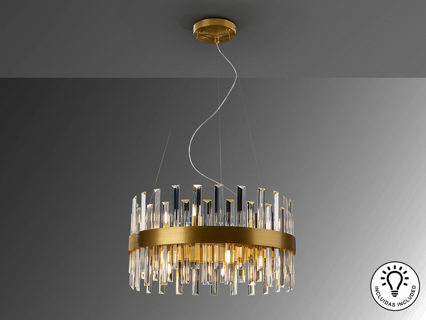 Lámpara de techo colgante Schuller Grace 14 luces oro Ø