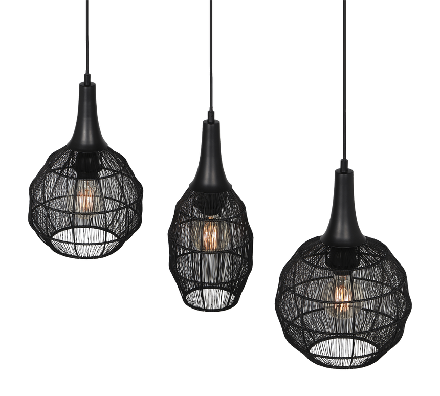 Lámpara de techo colgante Trio Soraya LED negro mate 3000K 150cm 365400332