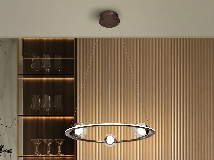Lámpara de techo colgante Schuller Tirsa bronce 3000K Ø60cm 365512