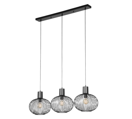 Lámpara de techo colgante Trio Gila 3 luces negro mate 150cm 365700332