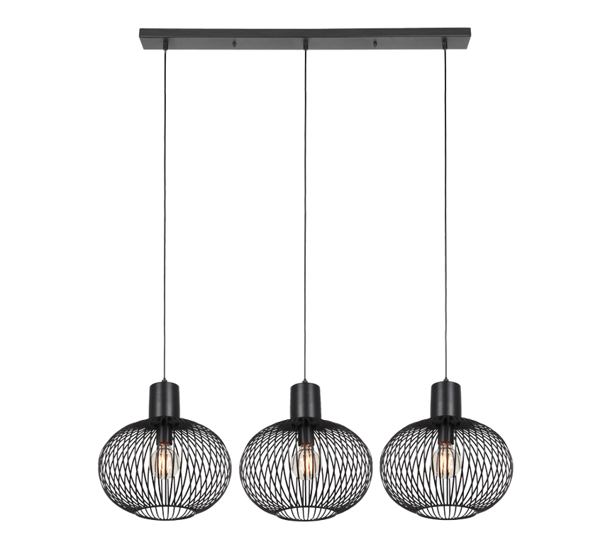 Lámpara de techo colgante Trio Gila 3 luces negro mate 150cm 365700332 - vista 3