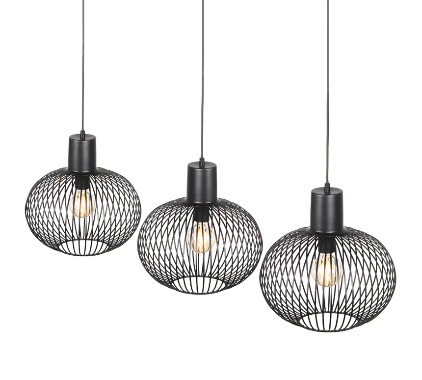 Lámpara de techo colgante Trio Gila 3 luces negro mate 150cm 365700332 - vista 4