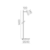 ACB Panau Lámpara de pie blanco LED + LED Dos interruptores, orientable H36600B