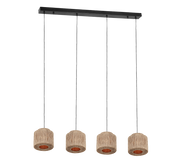 Lámpara de techo colgante Trio Smilla 4 luces negro mate 150cm 366800436