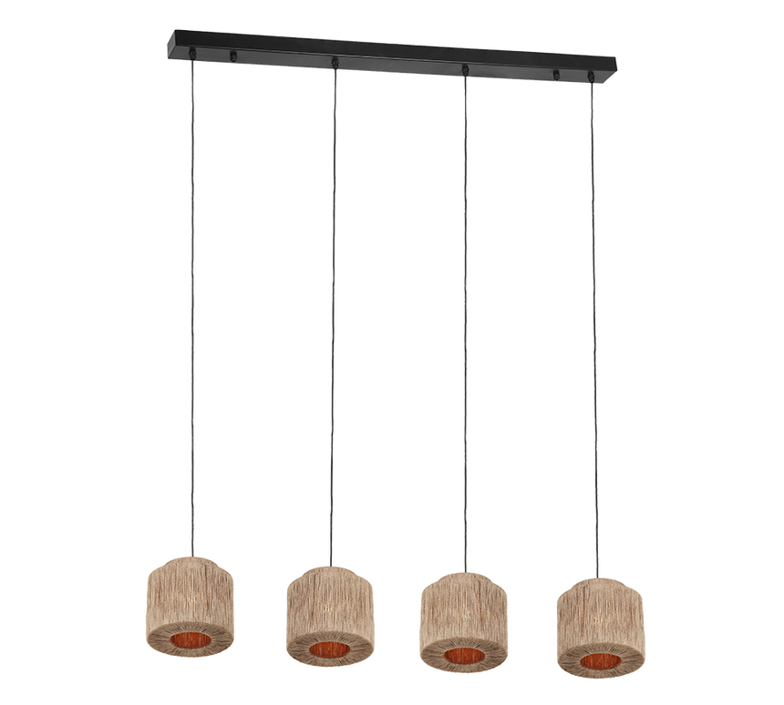 Lámpara de techo colgante Trio Smilla 4 luces negro mate 150cm 366800436