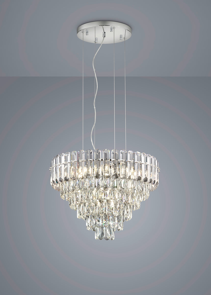 Lámpara colgante Trio Malizia E14 cromo Ø58cm 40W 367601206