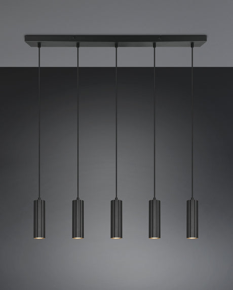 Lámpara colgante Soka Trio 5 luces GU10 Ø5cm negro mate — ref. 367700532 (2)