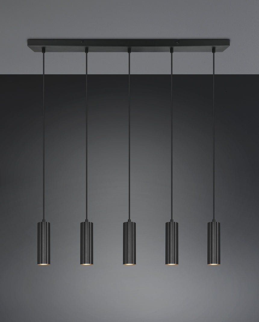 Lámpara colgante Soka Trio 5 luces GU10 Ø5cm negro mate — ref. 367700532 (2)