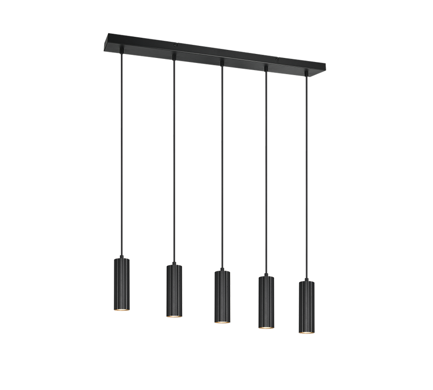 Lámpara colgante Soka Trio 5 luces GU10 Ø5cm negro mate — ref. 367700532 (1)