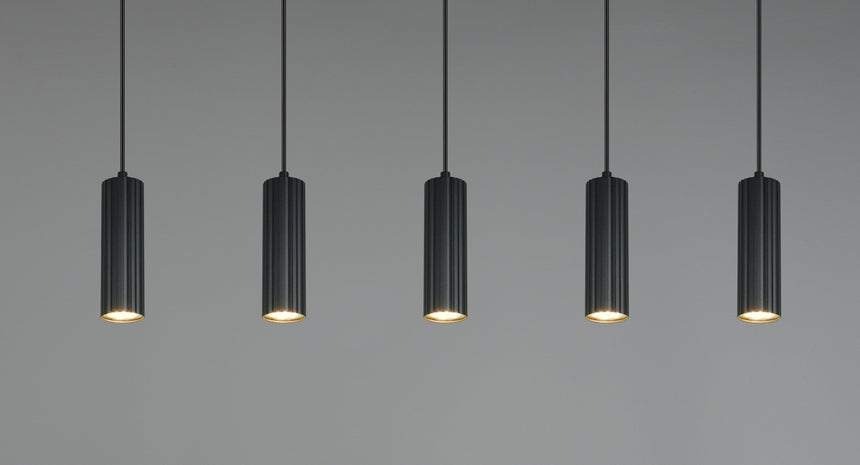 Lámpara colgante Soka Trio 5 luces GU10 Ø5cm negro mate — ref. 367700532 (3)