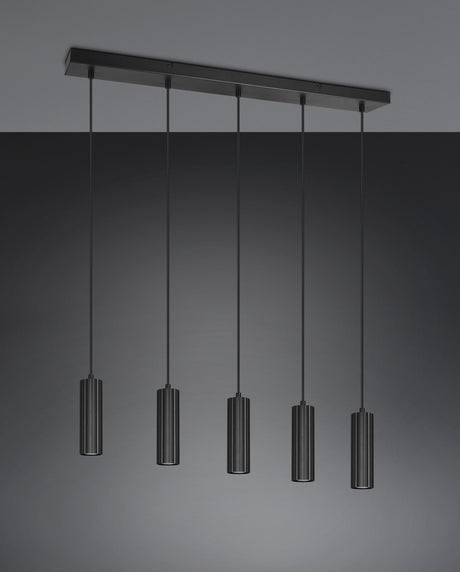 Lámpara colgante Soka Trio 5 luces GU10 Ø5cm negro mate — ref. 367700532 (5)