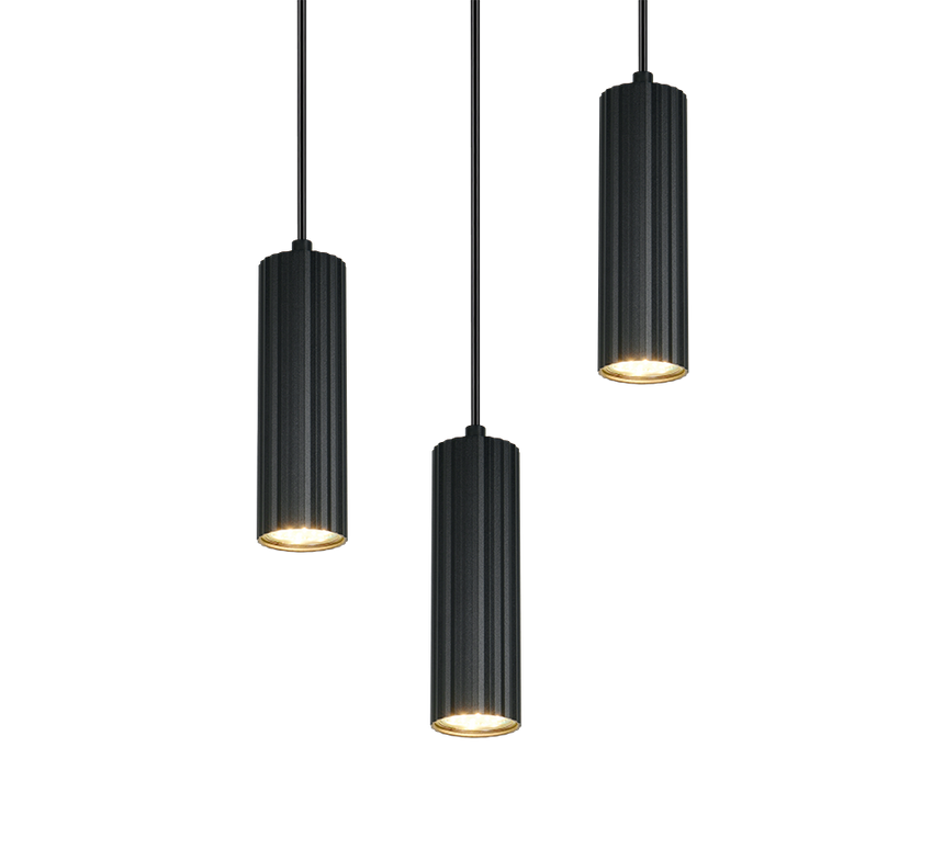 Lámpara de techo colgante Trio Soka LED negro mate 3000K 150cm 367730332