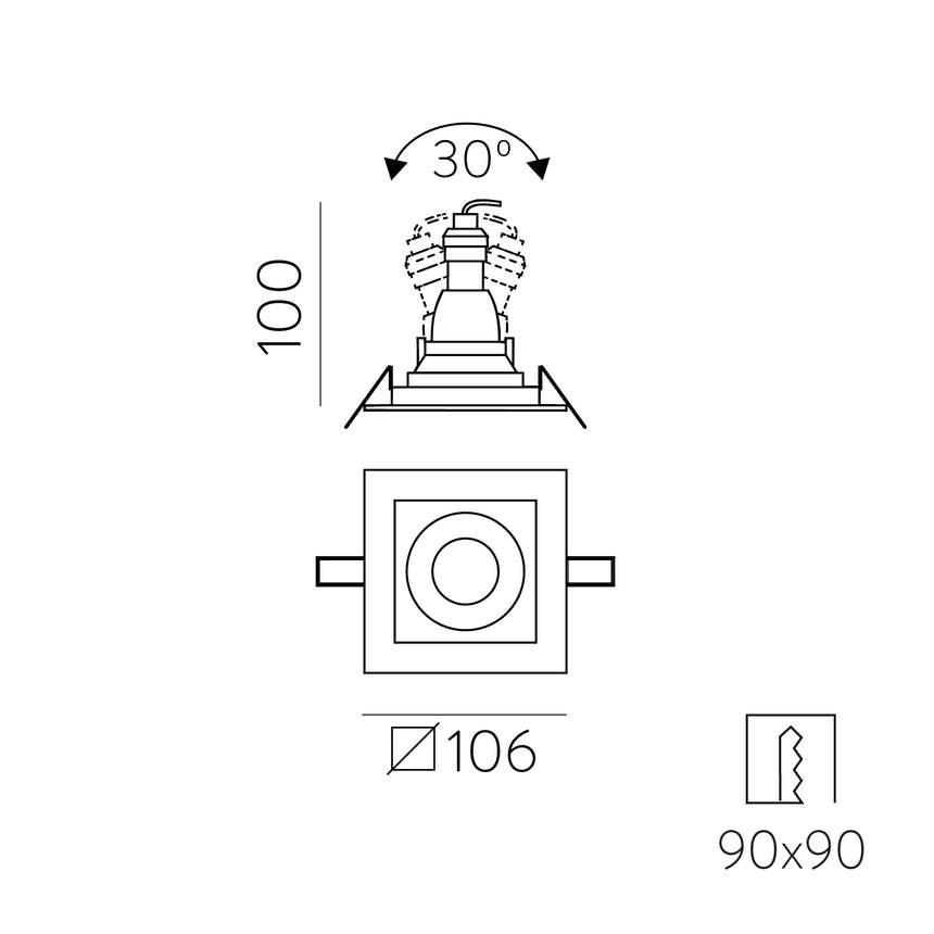 ACB San Empotrable 3679/1 Blanco, LED GU10 8W, I P36791B