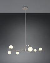 Lámpara de techo colgante Trio Flaming LED níquel mate 3000K 195cm 368900607