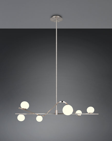 Lámpara de techo colgante Trio Flaming LED níquel mate 3000K 195cm 368900607