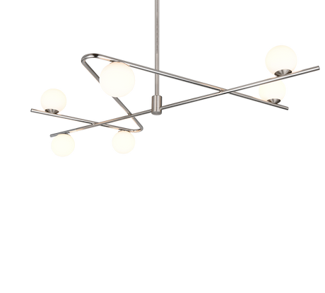 Lámpara de techo colgante Trio Flaming LED níquel mate 3000K 195cm 368900607