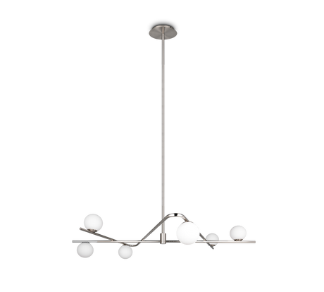 Lámpara de techo colgante Trio Flaming LED níquel mate 3000K 195cm 368900607
