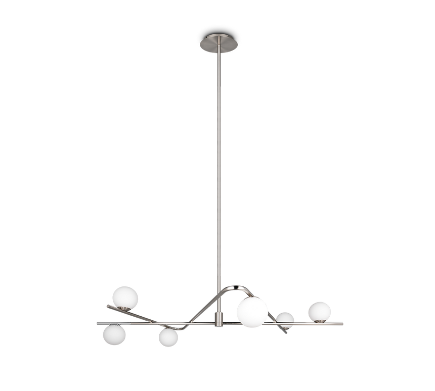 Lámpara de techo colgante Trio Flaming LED níquel mate 3000K 195cm 368900607