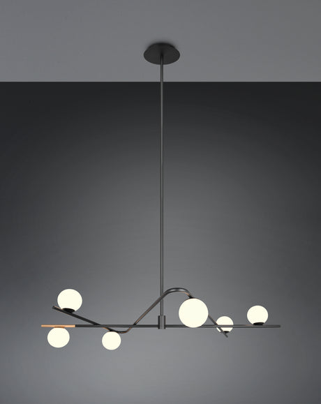 Lámpara de techo colgante Trio Flaming LED negro y dorado 3000K 195cm 368900680