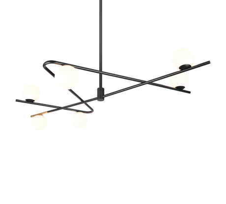 Lámpara de techo colgante Trio Flaming LED negro y dorado 3000K 195cm 368900680