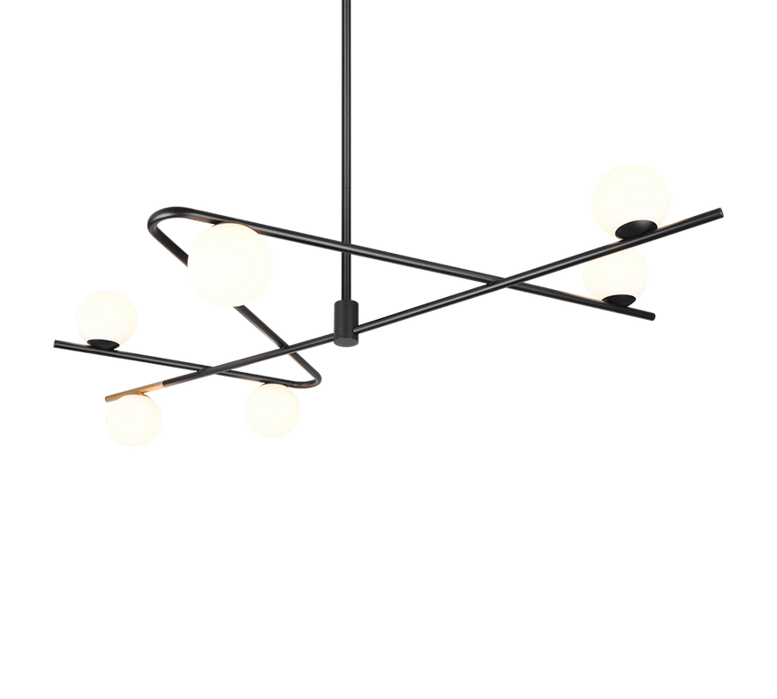 Lámpara de techo colgante Trio Flaming LED negro y dorado 3000K 195cm 368900680