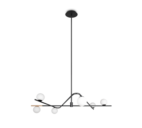 Lámpara de techo colgante Trio Flaming LED negro y dorado 3000K 195cm 368900680