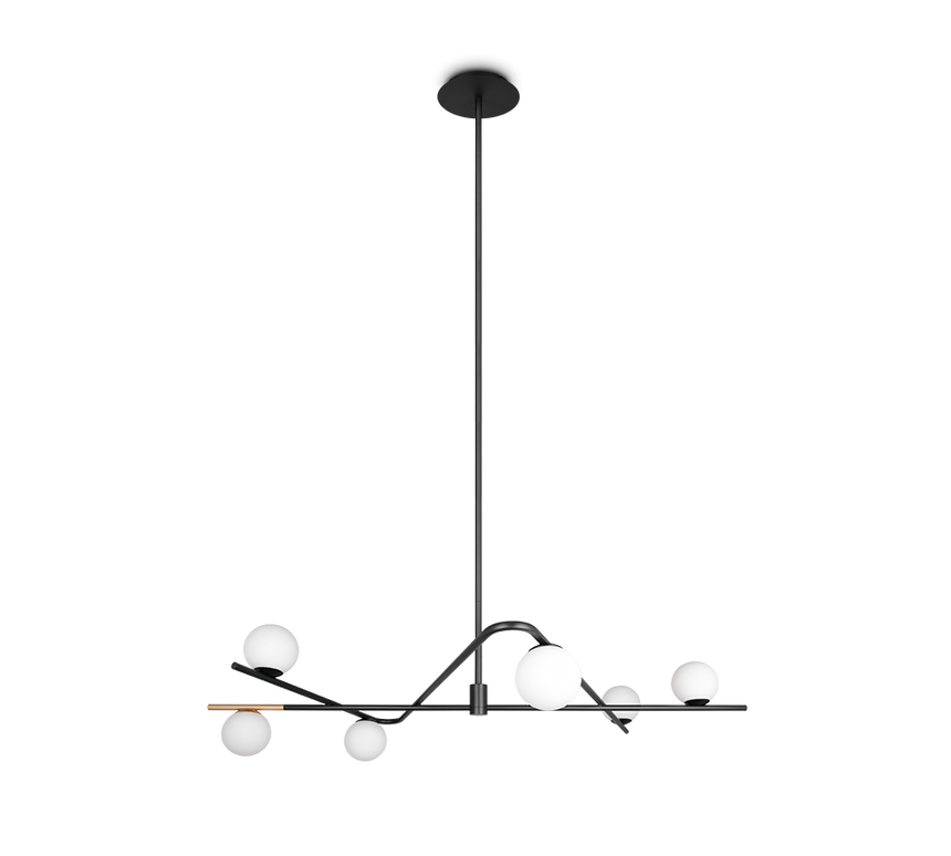 Lámpara de techo colgante Trio Flaming LED negro y dorado 3000K 195cm 368900680