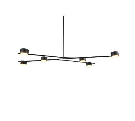 Lámpara de techo colgante Trio Coda LED negro y dorado 2700K 180cm 369000680