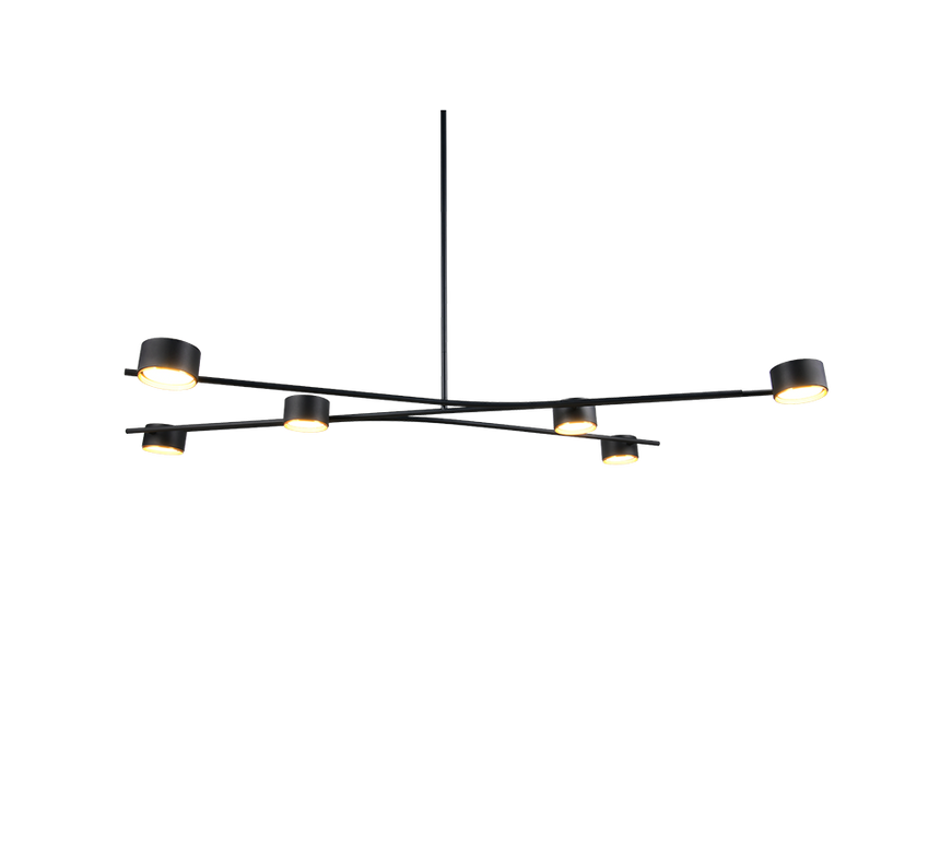 Lámpara de techo colgante Trio Coda LED negro y dorado 2700K 180cm 369000680