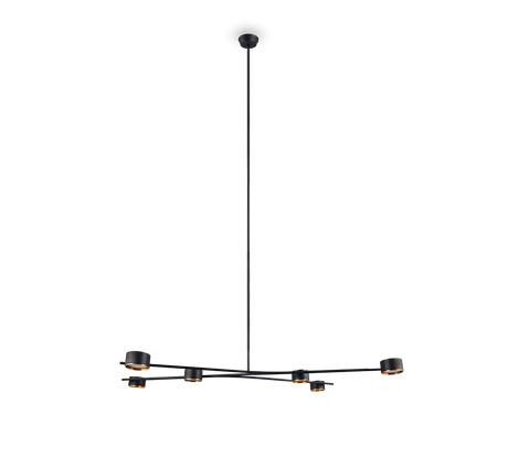 Lámpara de techo colgante Trio Coda LED negro y dorado 2700K 180cm 369000680