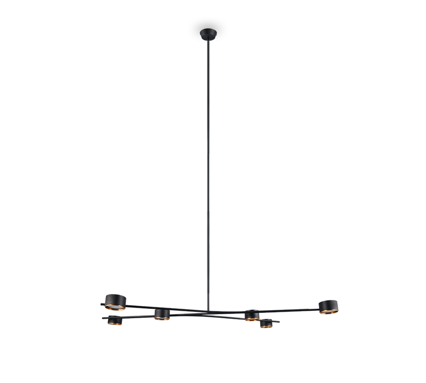 Lámpara de techo colgante Trio Coda LED negro y dorado 2700K 180cm 369000680