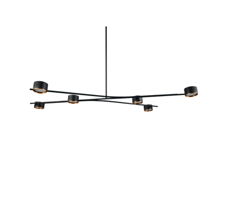 Lámpara de techo colgante Trio Coda LED negro y dorado 2700K 180cm 369000680