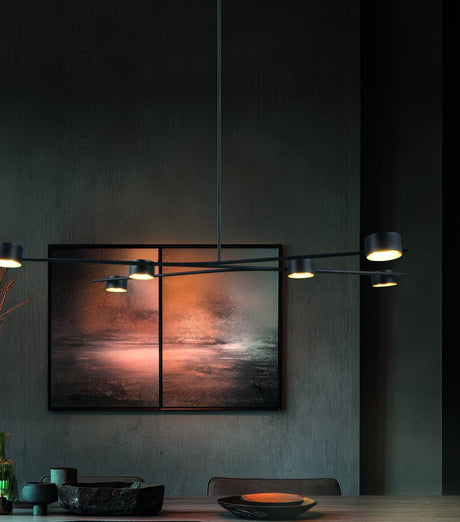 Lámpara de techo colgante Trio Coda LED negro y dorado 2700K 180cm 369000680