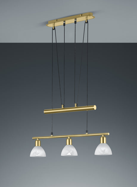 Lámpara de techo colgante Trio Levisto LED latón mate 3000K regulable 160cm 3710