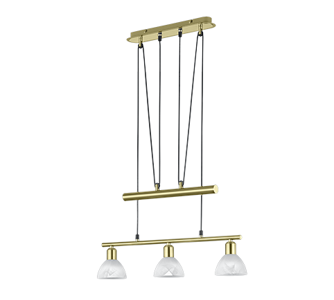 Lámpara de techo colgante Trio Levisto LED latón mate 3000K regulable 160cm 3