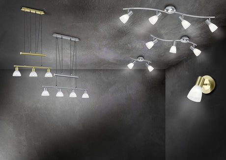 Lámpara de techo colgante Trio Levisto LED latón mate 3000K regulable 160cm 3710
