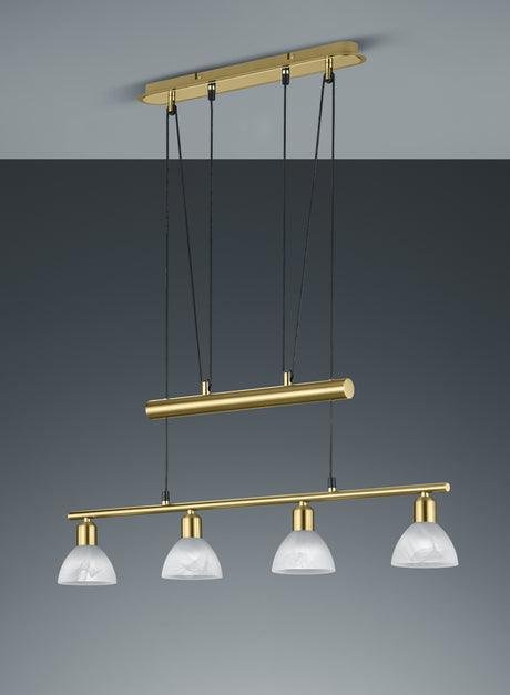 Lámpara de techo colgante Trio Levisto LED latón mate 3000K regulable 160cm 3710