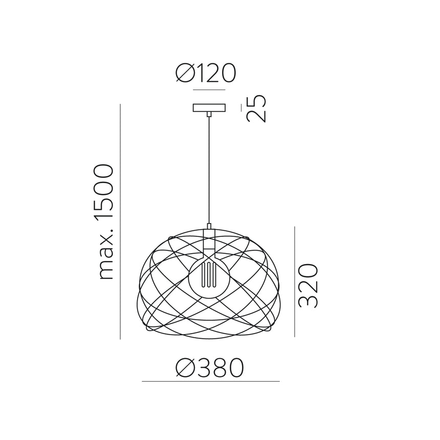 ACB Bellona Lámpara de techo colgante 3711/38 negro LED E27 15W, C371151N