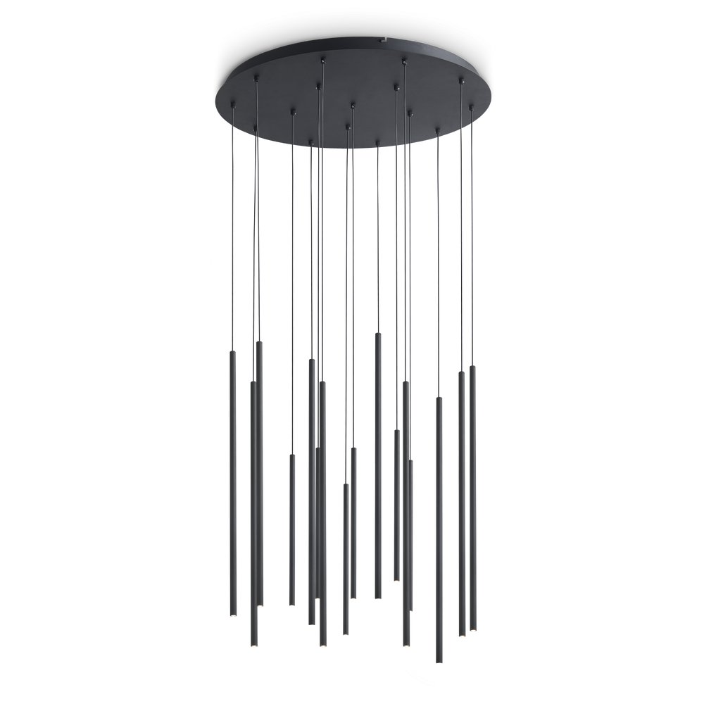 Lámpara colgante Ideal Lux Look negro cristal LED 16 luces 31W Ø70cm 371146